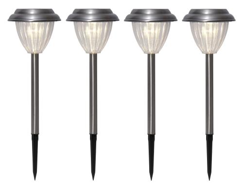 Star Trading Solar Poller-Leuchte 4 Pack Silber, Lichtfarbe Warmweiss