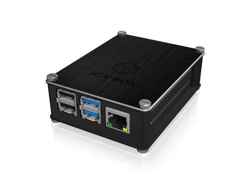 ICY-BOX Alu Gehuse Raspberry Pi 4 Aluminiumgehuse, schwarz