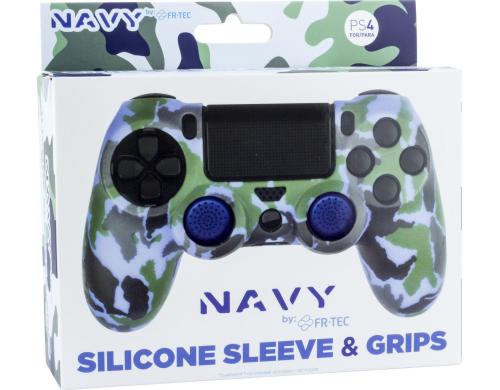 FR-TEC PS4 Silicon Skin+Grips Camo Navy Grips, Hlle, PS4