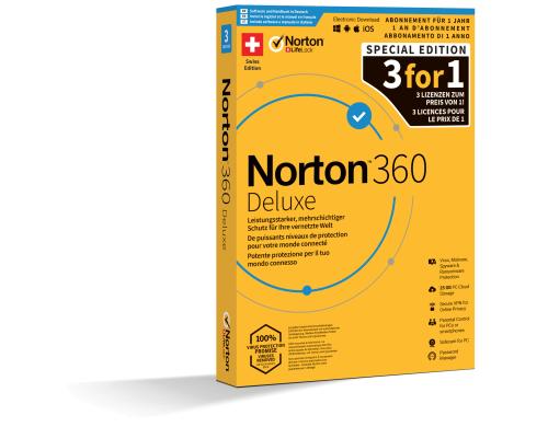 Norton 360 Deluxe Non-subscription Box, Voll, 3 PC, 1J, ML - 3fr1 PROMO