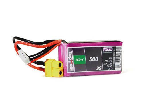 TopFuel LiPo-Akku 11.1V 500mAh 3S 25C 58x30x17 mm, 47 g XT60