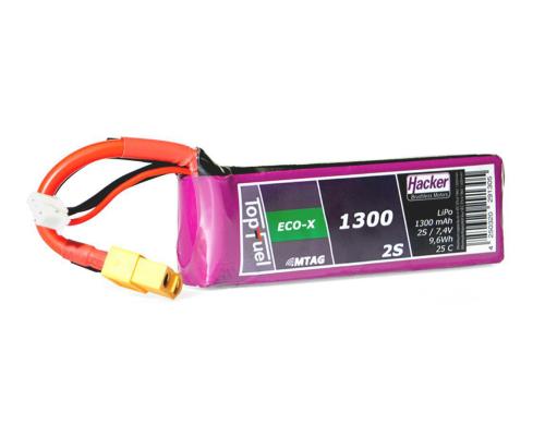 TopFuel LiPo-Akku 7.4V 1300mAh 2S 25C MTAG 96x31x13 mm, 80 g XT60