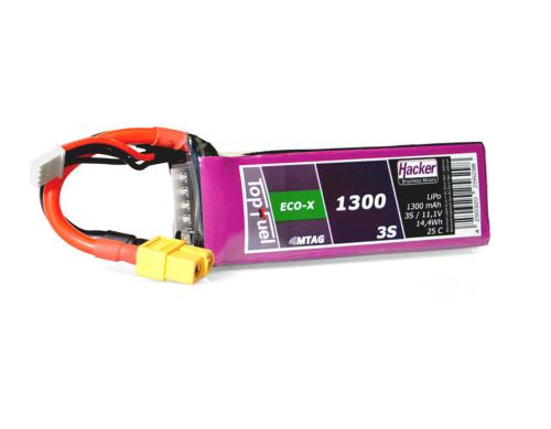 TopFuel LiPo-Akku 11.1V 1300mAh 3S 25C MTAG 97x31x18 mm, 110 g XT60