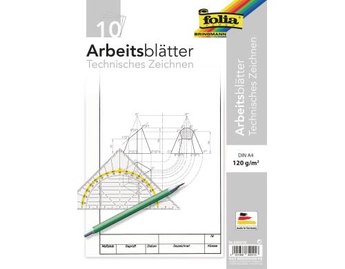 Folia Arbeitsbltter fr tech. Zeichnen 120g/m, DIN A4, 10 Blatt, weiss