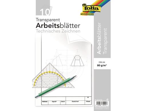 Folia Arbeitsbltter fr tech. Zeichnen 80g/m, DIN A4, 10 Blatt, transparent