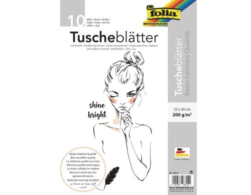 Folia Tuschebltter 200g/m 10 Blatt, weiss, Grsse 22x30cm