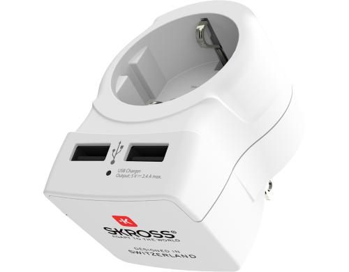 SKROSS Reiseadapter Europe to USA mit 2x USB Ladegert