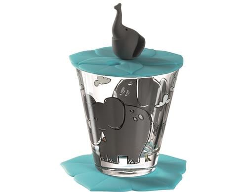 Leonardo Glas Bambini Elefant 3-teilig, D: 6cm, Glas/Silikon