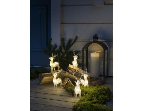 Konstsmide LED Figur Rentier 5er Set Outdoor, BxHxT: 13x19x7cm, Kabel 5m weiss