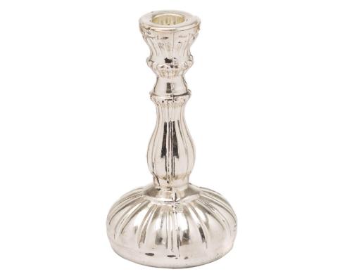 Hill Interiors Kerzenhalter, Silber Glas,  H: 17  B 9.5 cm T 9.5 cm