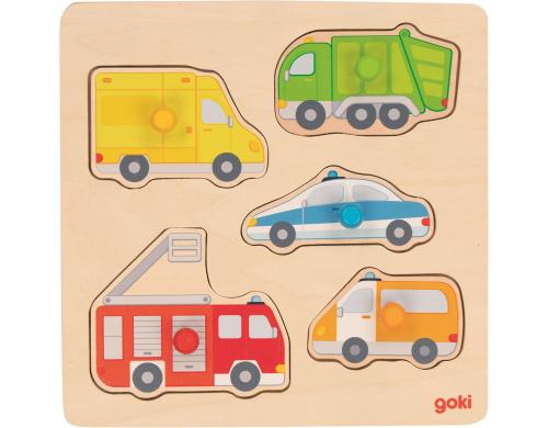 Goki Steckpuzzle Auf der Strasse 21 x 21 x 2,4 cm, 5 Teile