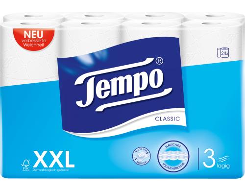 Tempo Toilettenpapier 3-lagig weiss 24 Rollen  150 Blatt 3-lagig