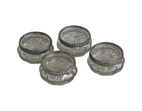 Originals Teelichter Silber, 4 er Set Glas, 6 x 6 x 3.5 cm