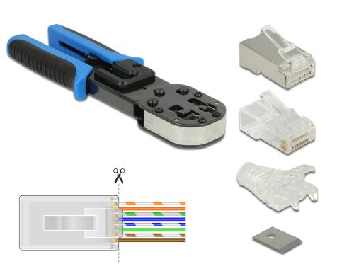 Delock Crimp&Cut Zangen Set Fr Kabeltyp RJ45, blau