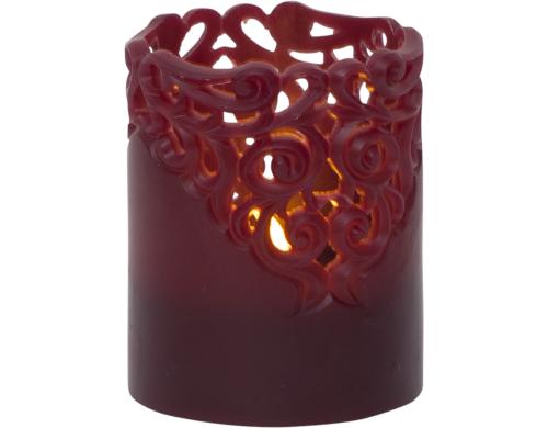 Star Trading LED Pillar Kerze Clary Indoor, Rot, 10cm Hhe, Timerfunktion