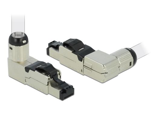 Delock Feldkonfektionierbarer RJ45 Stecker KAT6A, 10Gbps, toolless, Gewinkelt