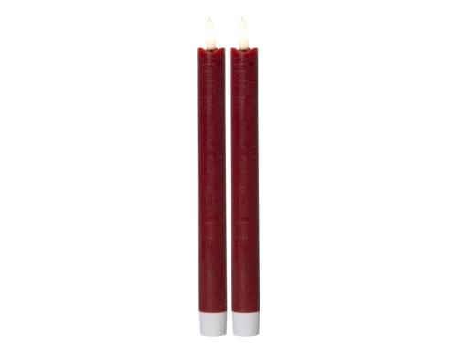 Star Trading LED Dinner Kerze Flamme 2er Indoor, Rot, 24cm Hhe, Timerfunktion