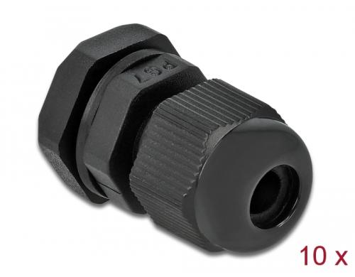 Delock Kabelverschraubung PG7 15mm IP 68, schwarz, 10 Stck