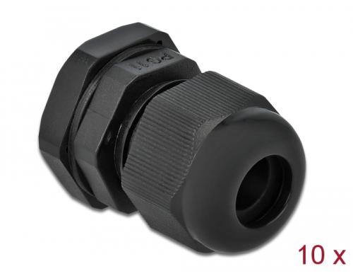 Delock Kabelverschraubung PG11 22mm IP 68, schwarz, 10 Stck