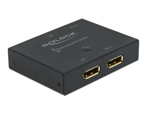 Delock 2 Port Displayport Switchbox 8K 30Hz manuell, bidirektional, schwarz