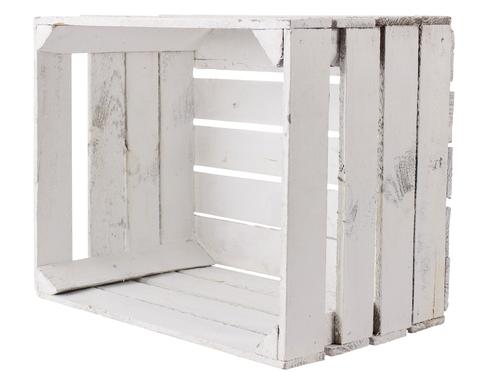 Holz Zollhaus Obstharasse Vintage Shabby Weiss, Kiefer, 50x40x30 cm, FSC 100%