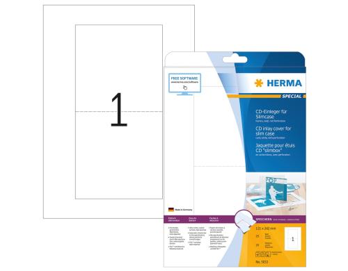 Herma CD-Einleger Slimcase 5033 weiss 25 Etiketten, 25 Blatt