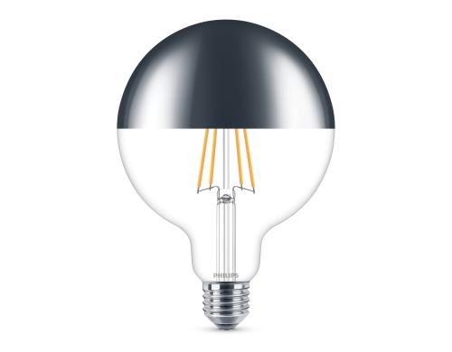 Philips LED Lampe 7.2W (50W) E27, G120, 700lm, 2700K, klar/Kopfspiegel