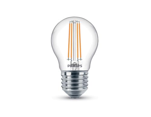 Philips LED Lampe 4.3W (40W) E27, P45, 470lm, 2700K, klar, 2er