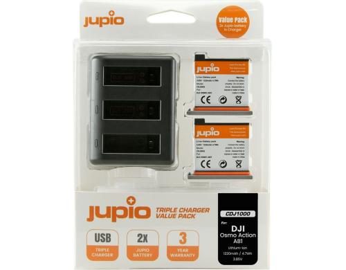 Jupio DJI Value Pack 2x DJI OSMO Action 1220 mAh + USB Triple Charger