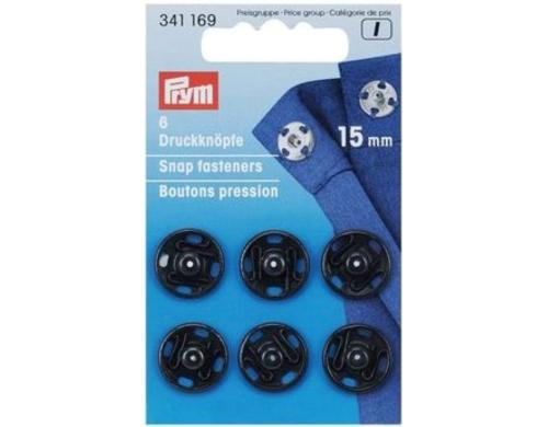 Prym Annhdruckknpfe, schwarz, nickelfrei 15 mm, Karte 6 Stck