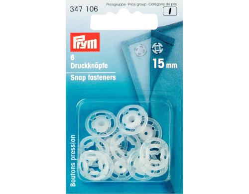 Prym Annhdruckknpfe, transparent 15 mm, Karte 6 Stck