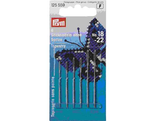 Prym Sticknadeln ohne Spitze, silber Nr. 18 - 22, Karte 6 Stck