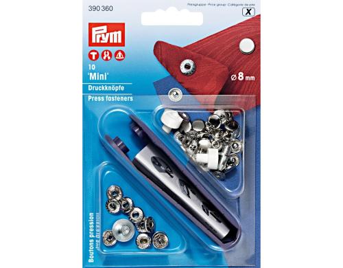 Prym Druckknpfe Mini, silber 8 mm, Karte 10 Stck