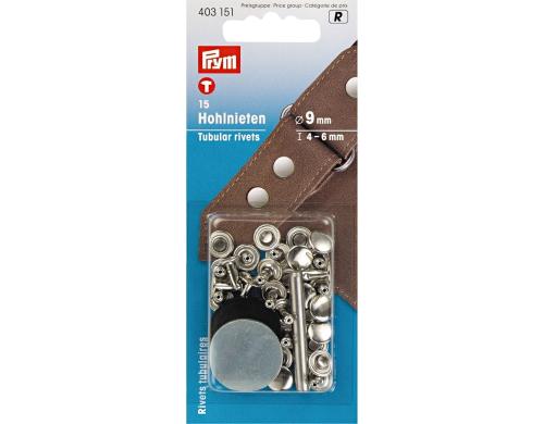 Prym Hohlnieten, silber 4-6 mm, Karte 15 Stck, Messing