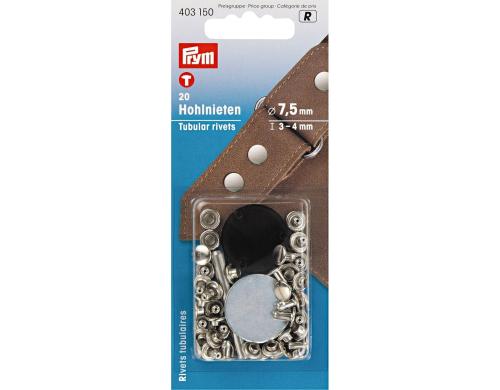 Prym Hohlnieten, silber 3-4 mm, Karte 20 Stck, Messing