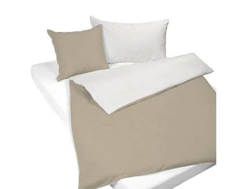 Mia ivory/taupe Satin 160x210 cm 100% BW mercerisiert, double face, RV