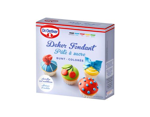 Dekor Fondant bunt Inhalt: je 100 g Rot, Gelb, Grn, Blau, Sch