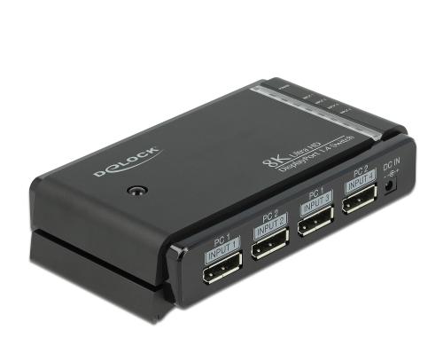 Delock 4 Port DP Switch&Verteiler 2x2 in > 1x2 out mit Fernbedienung, schwarz