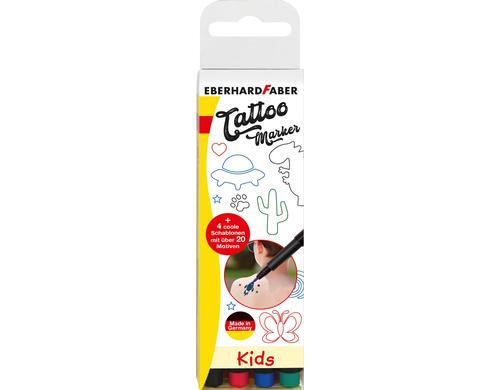 Eberhard F. Tattoo Marker Set Kids im Blister, 4 Stck