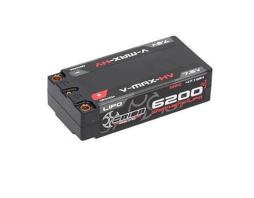 Team Orion V-Max Graphene 7.6V 6200mAh HV LiPo, 2S, 128C, 5mm Hardcase Shorty