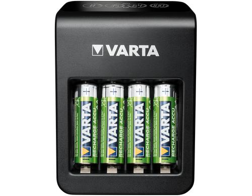 Varta LCD Plug Charger+ 4xAA R2U 2100mAh 4h Ladezeit, USB Ausgang