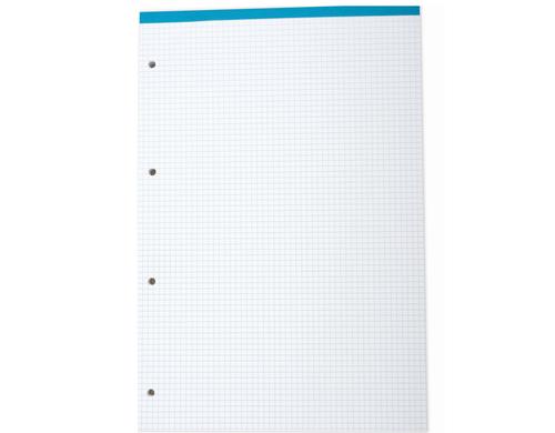 Elco Notizblock A4 perforiert 4x gelocht 4mm, hochweiss, kariert,65gm/2, 5 Stck