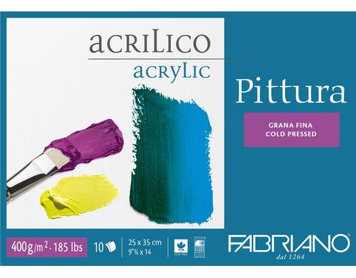 Fabriano Acrylpapier Pittura 25 x 35 cm 400g/m2, 10 Bl, Kalt gepresst, 25 x 35 cm