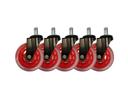 LC-POWER Gaming Stuhlrollen 5er Set. rot