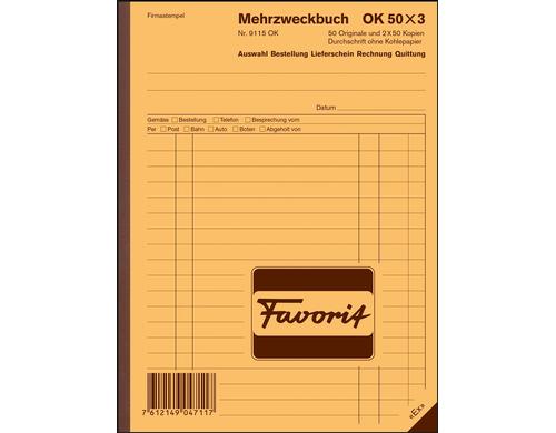 Favorit Mehrzweckbuch D A5 9115 blau, 50x3 Blatt