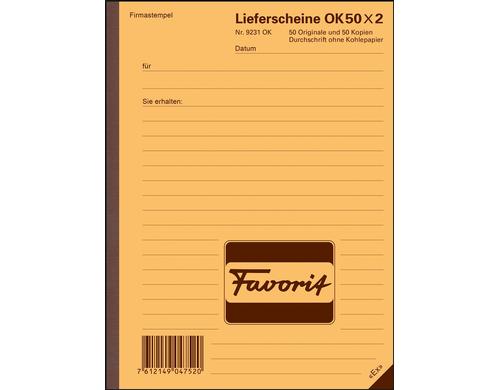 Favorit Formularbuch Lieferscheine A5 9231 50x2 Blatt