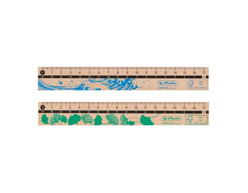 Herlitz Holzlineal 17cm GREENline 2 Motive assortiert, FSC-Mix