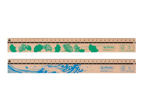 Herlitz Holzlineal 30cm GREENline 2 Motive assortiert, FSC-Mix