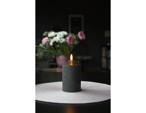 Star Trading LED Pillar Kerze Schwarz exkl. Batterie 2xAA, 15x7.5cm, Timer 6/18h