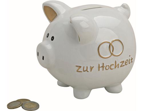 G. Wurm Sparschwein zur Hochzeit Keramik, B13 x T11 x H15 cm